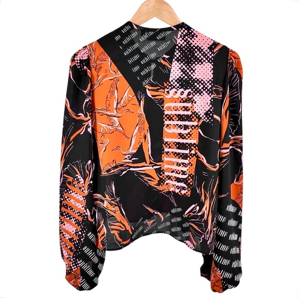 Weekday Sublime Bowe Blouse Small Abstract Print Billowing Sleeve Flowy Colorful - Picture 3 of 16